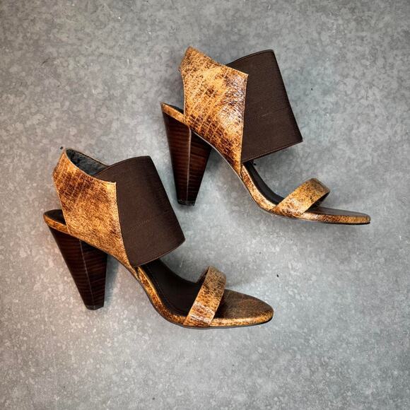 Snake Print Open Toe Heels - Picture 2 of 2